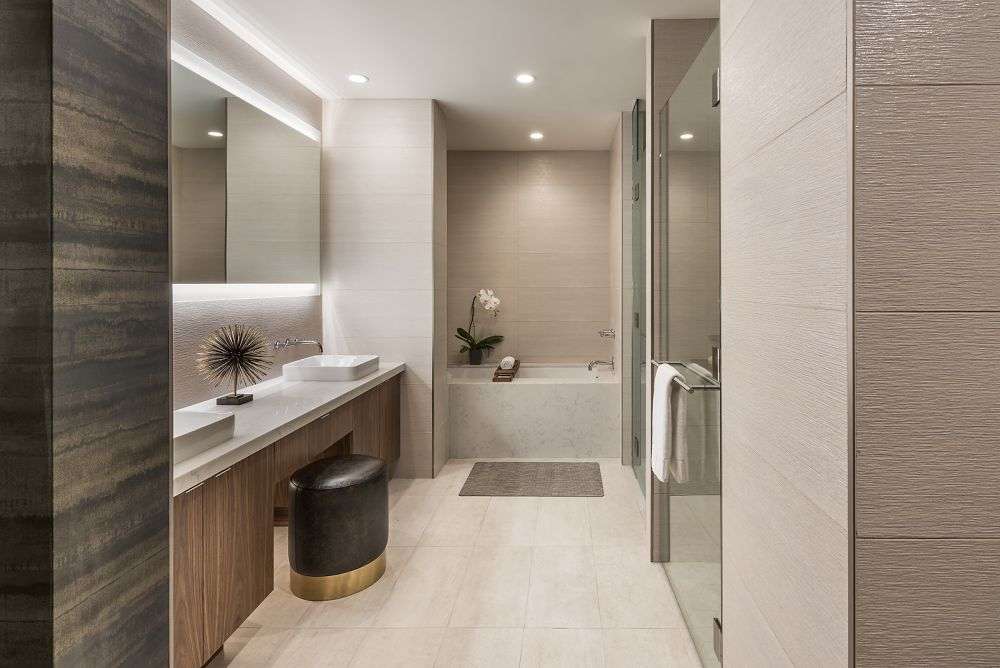 a bathroom with decorations